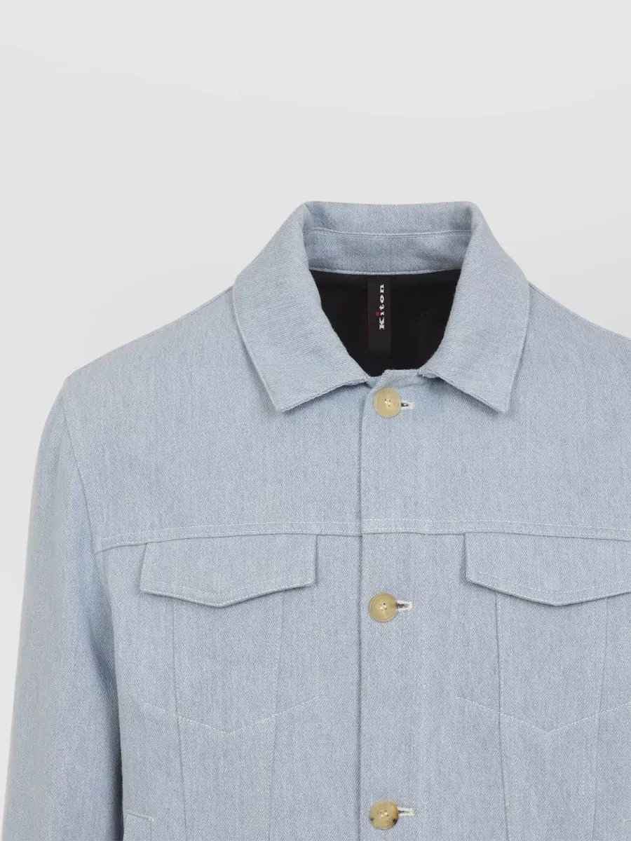 Kiton Jacket Collared Design Chest Pockets Long Sleeves