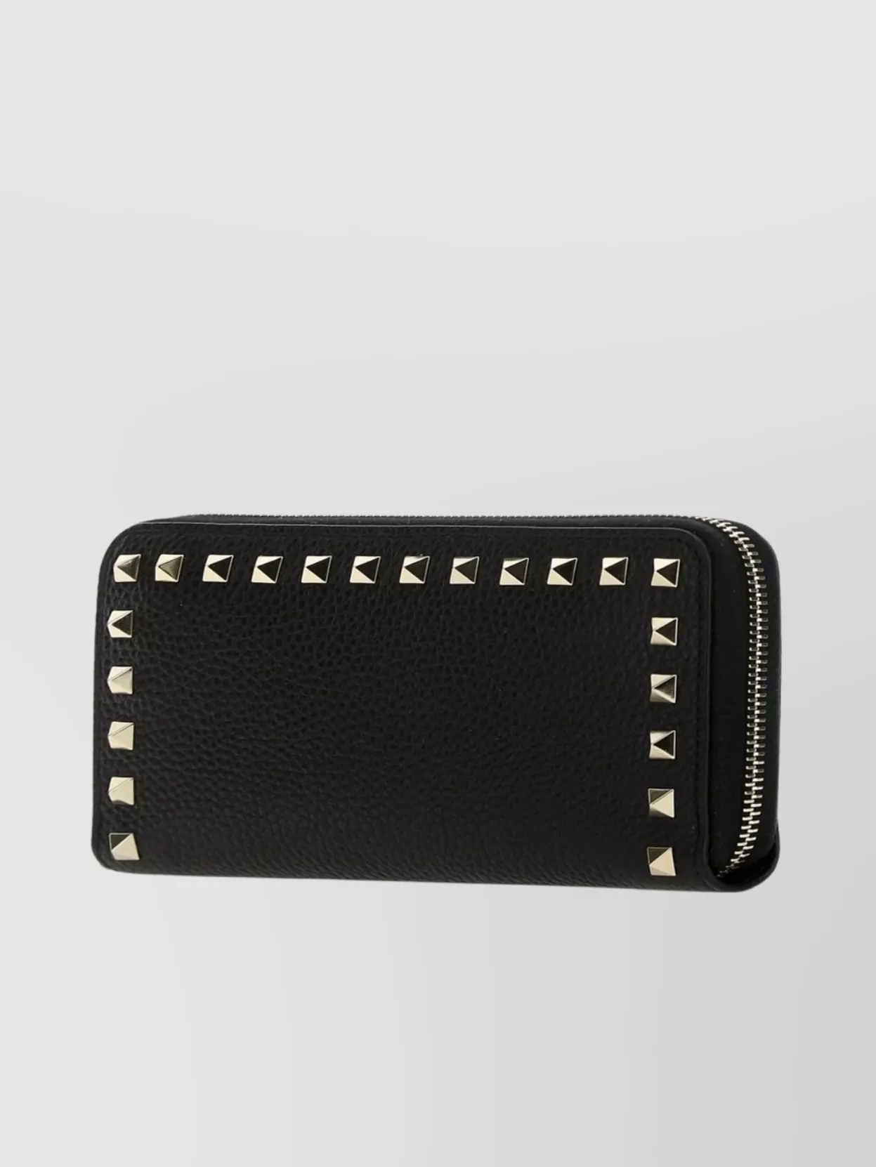 Valentino Garavani Hardware Rectangular Studded Textured Cardholder In Black