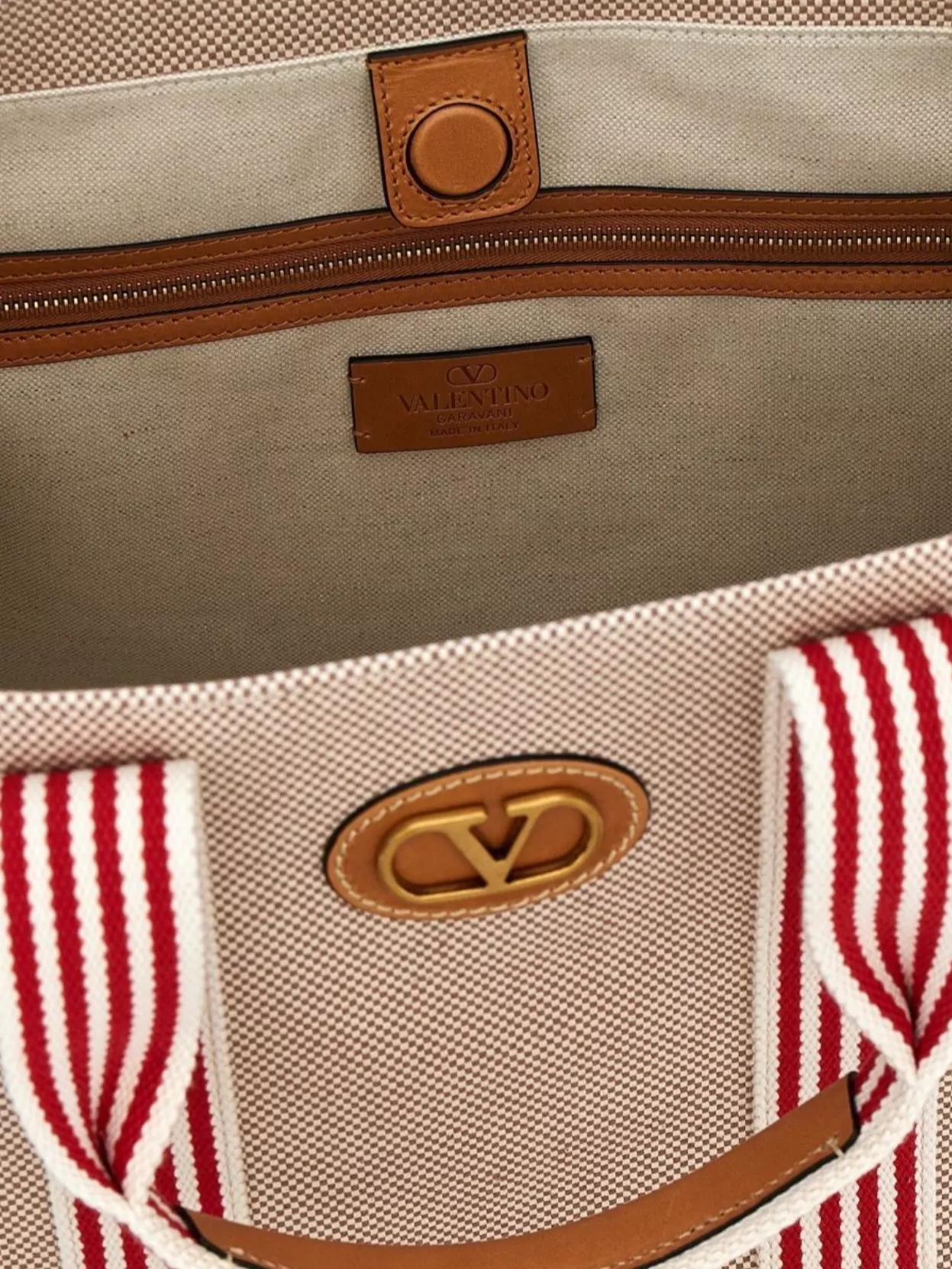 Valentino Antibes Striped Top Handles Tote Bag