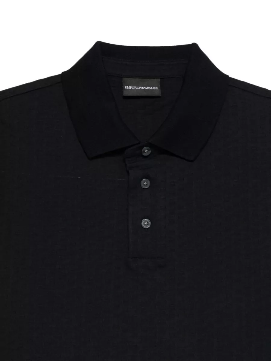 Emporio Armani Logo Cotton Polo Shirt Textured Fabric