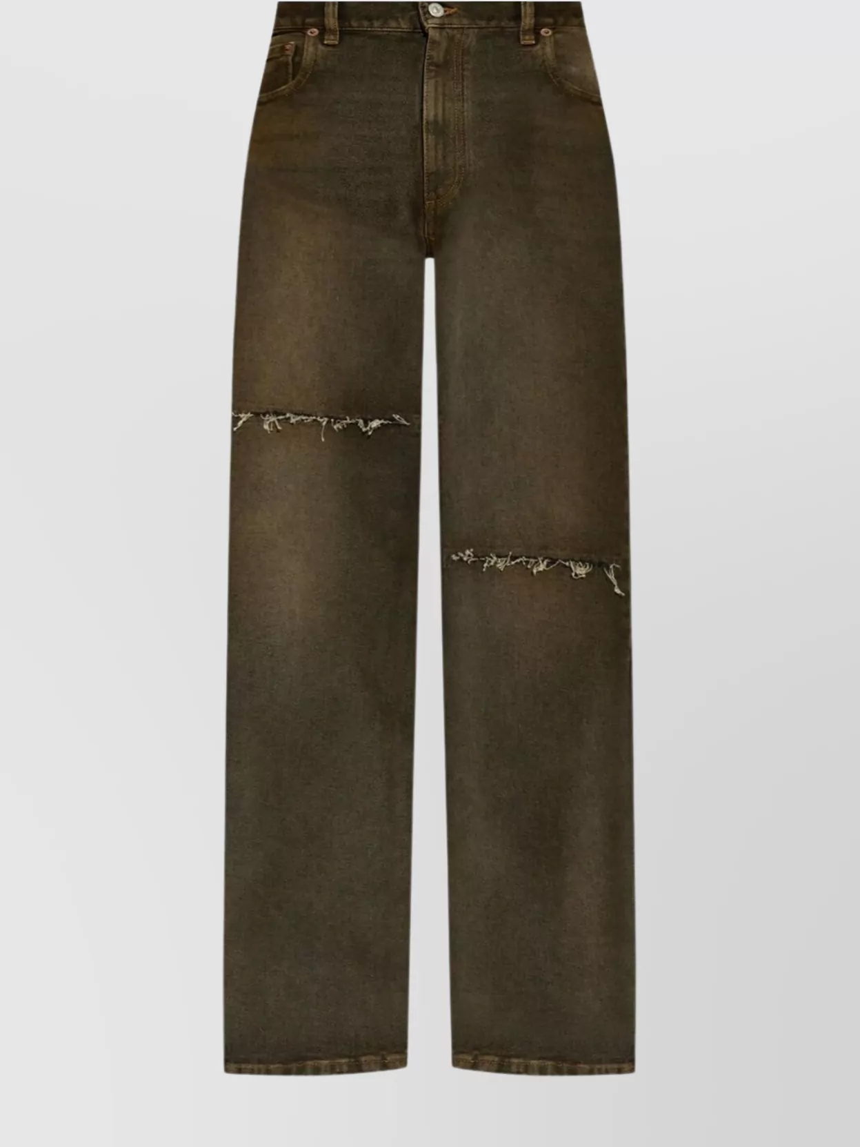 Mm6 Maison Margiela Mid-Rise Wide Leg Denim Jeans With Ripped Detailing