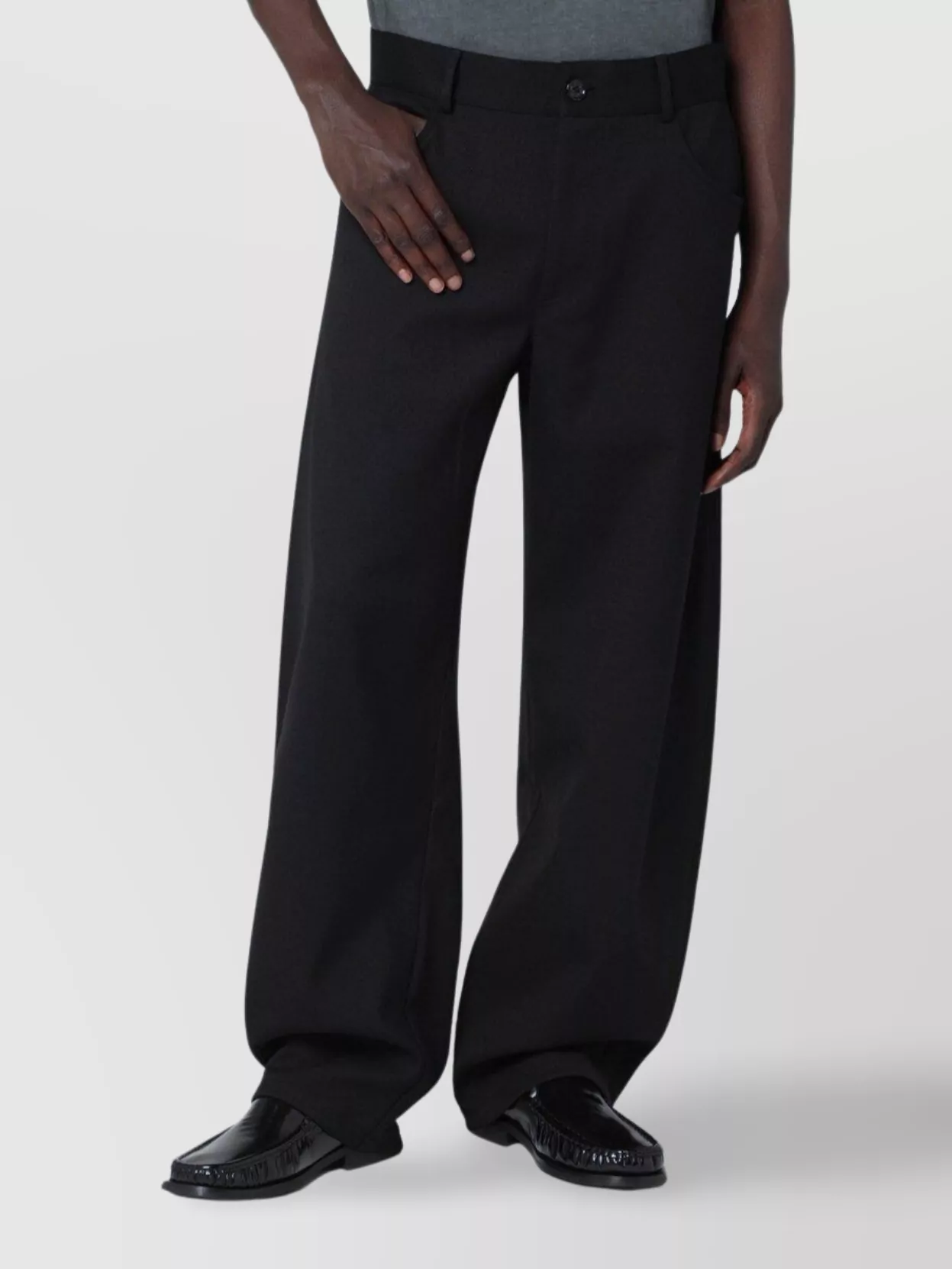 Séfr Wool Blend Wide Leg Trousers With Pockets In Black