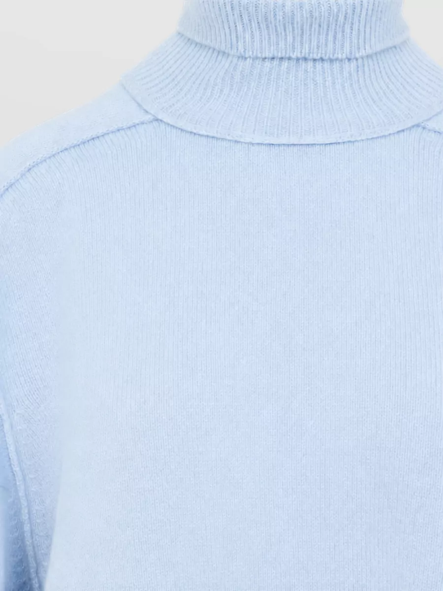 Carven Cashmere Fine-Knit Ribbed Turtleneck Long-Sleeve Sweatshirt