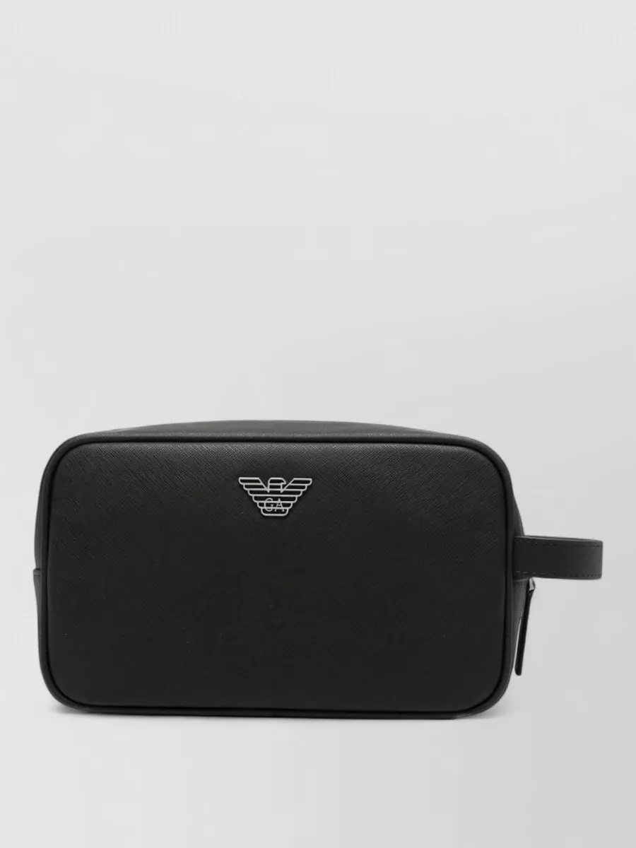 Emporio Armani crossgrain logo clutch bag