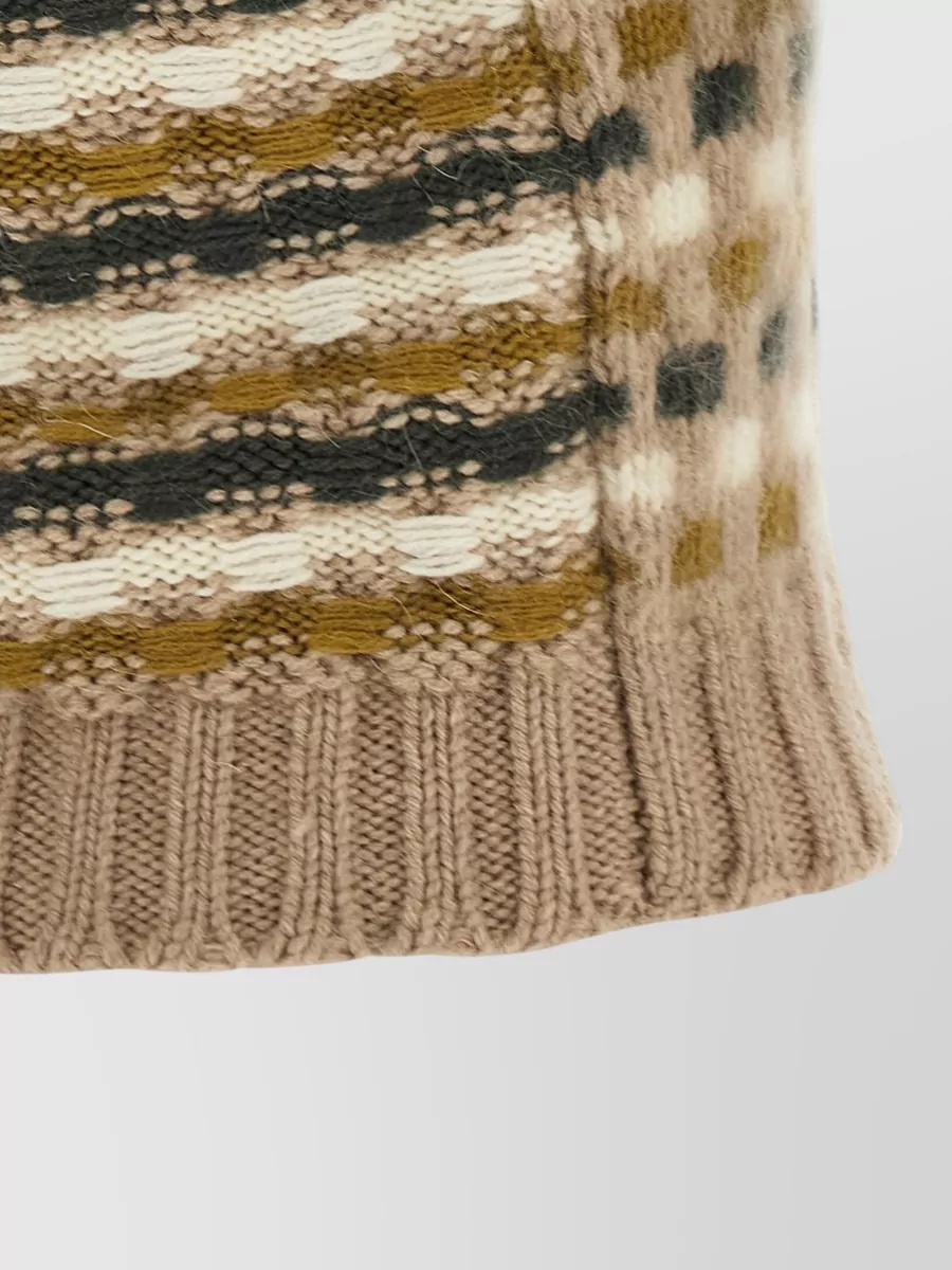 Marni Cashmere Wool Ribbed High Neck Sleeveless Jacquard Knit Vest
