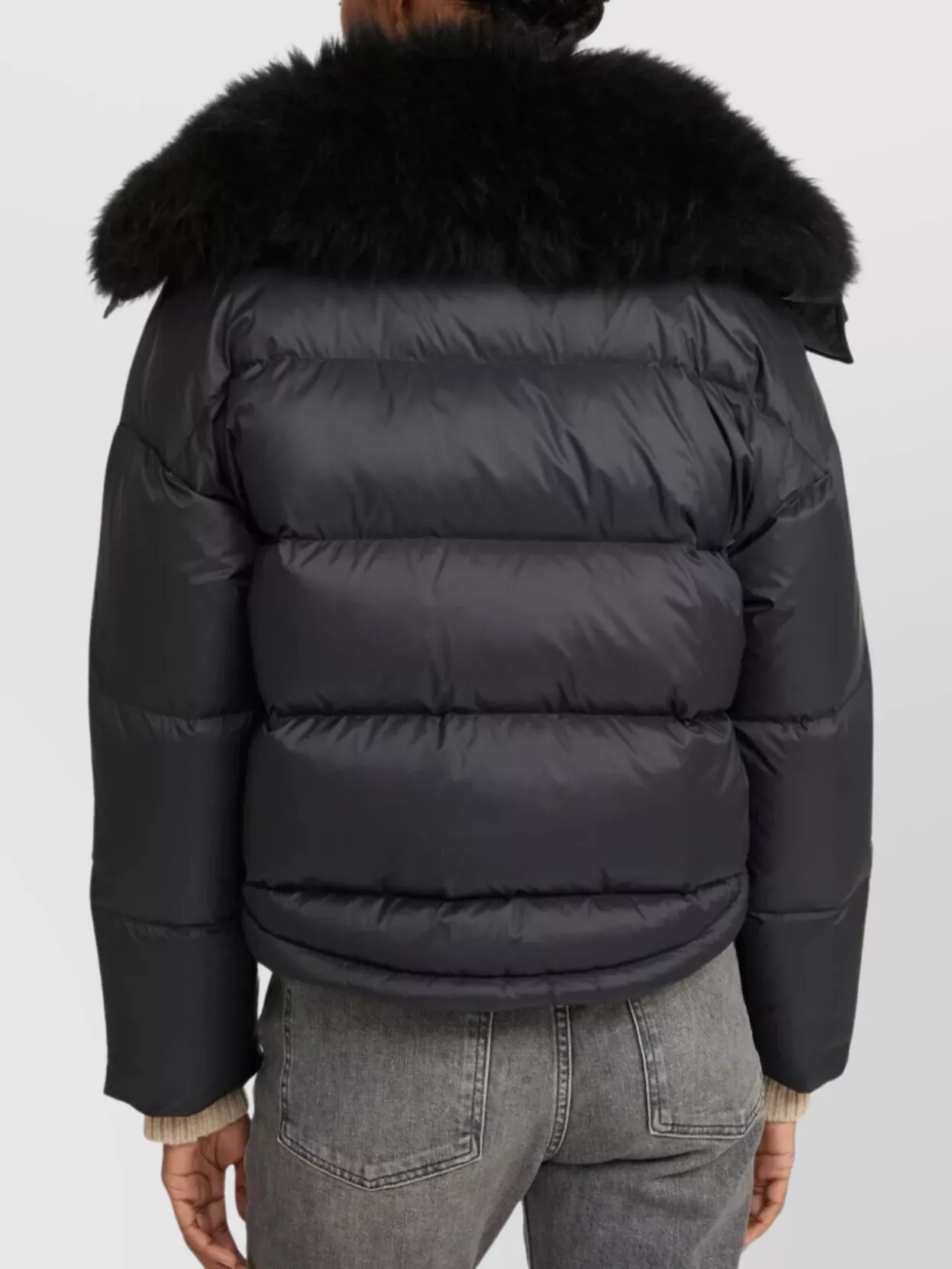 Yves Salomon Fluffy Lambswool Trim Down Jacket