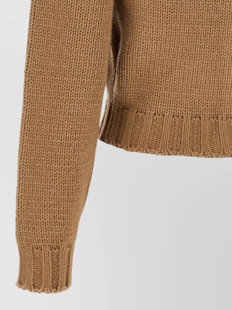 Mm6 Maison Margiela Wool Blend Cropped Ribbed Cardigan