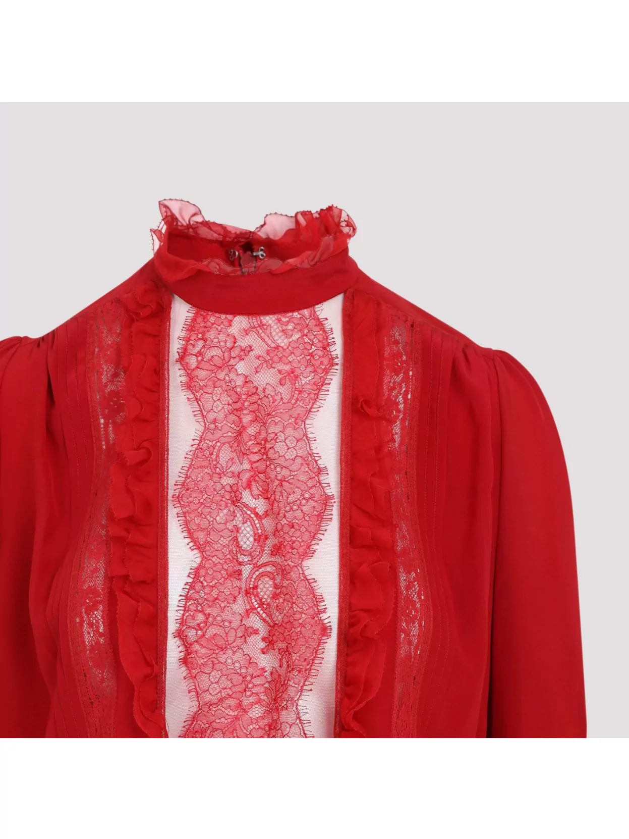 Valentino Long-sleeved Silk Top In Red