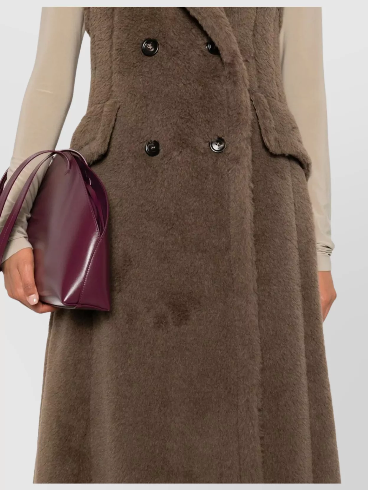 Max Mara Sleeveless Double-breasted Coat Boario In Black
