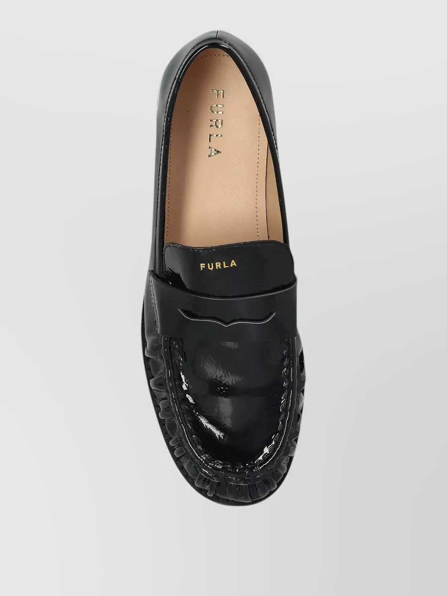Furla Patent Leather Gathered Loafers