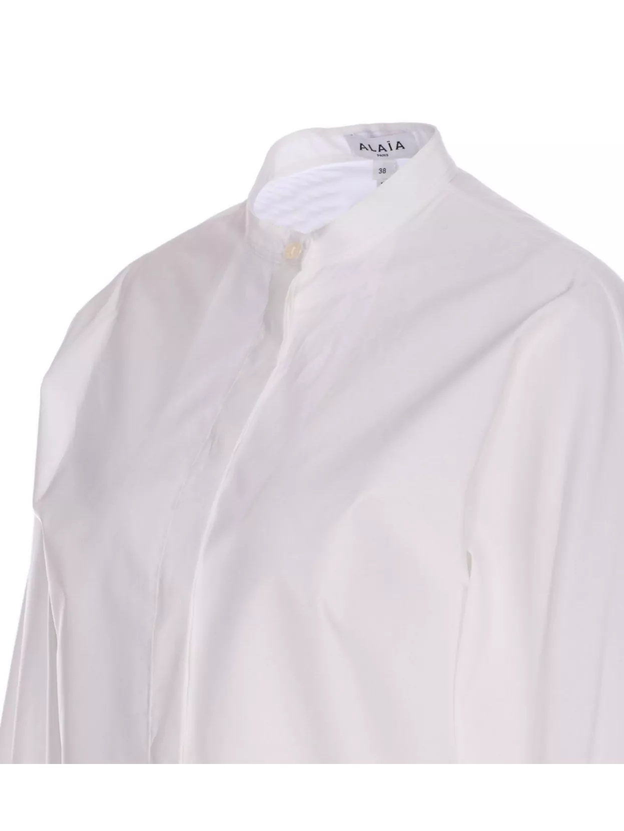 Alaïa Volume Sleeve Crewneck Top With Stand Collar