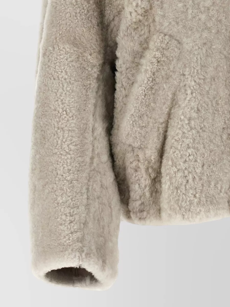 Brunello Cucinelli Faux Fur High-Neck Cropped Jacket