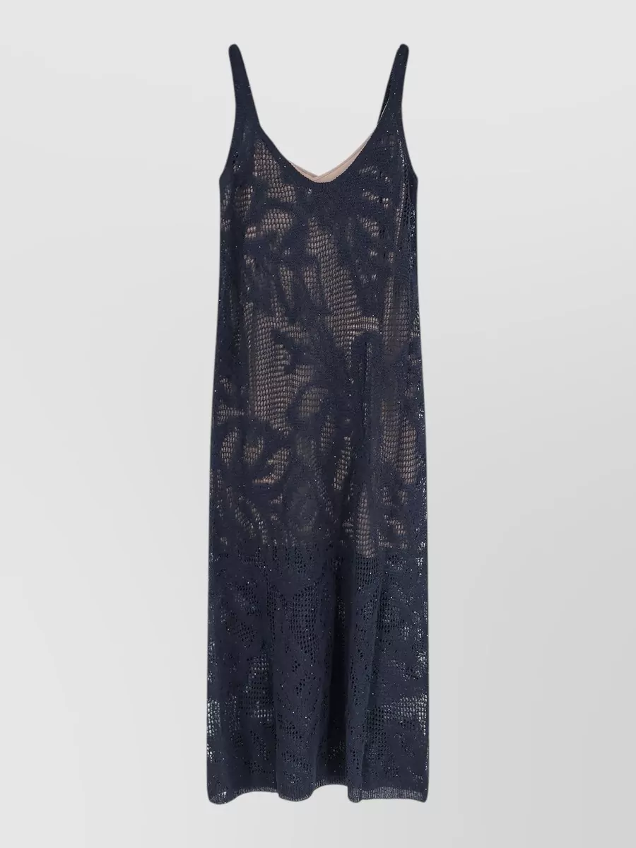 Brunello Cucinelli Linen Sleeveless Sequin Midi Dress