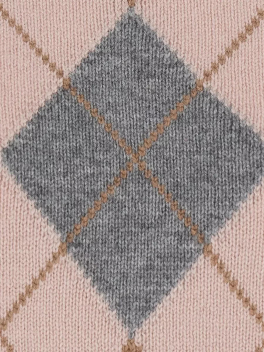 S Max Mara Wool Cashmere Argyle Crewneck Ribbed Regular-Fit Jumper