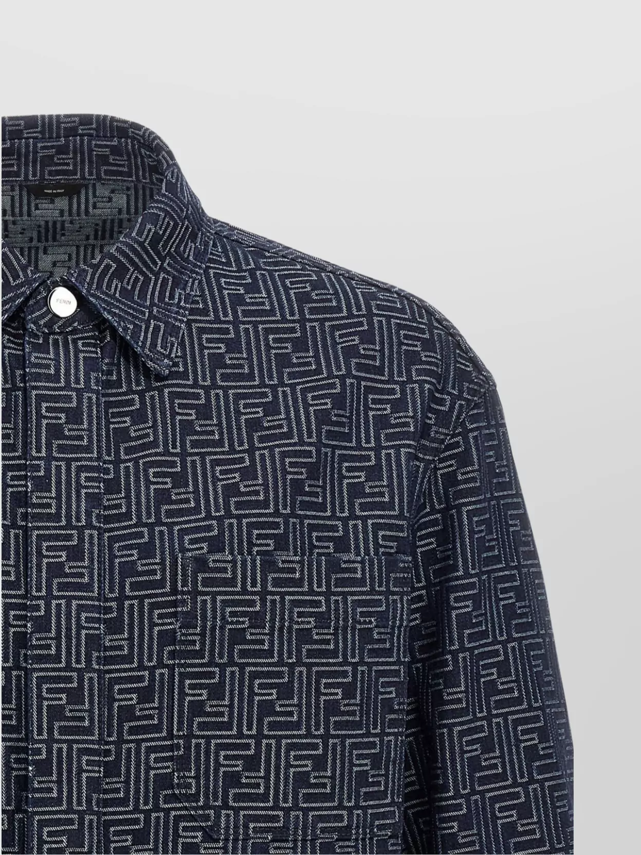 Fendi Denim Overshirt Long Sleeves All-Over Pattern