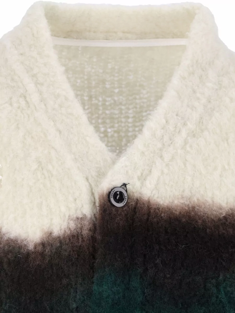 Sacai Wool Crewneck Knit Cardigan