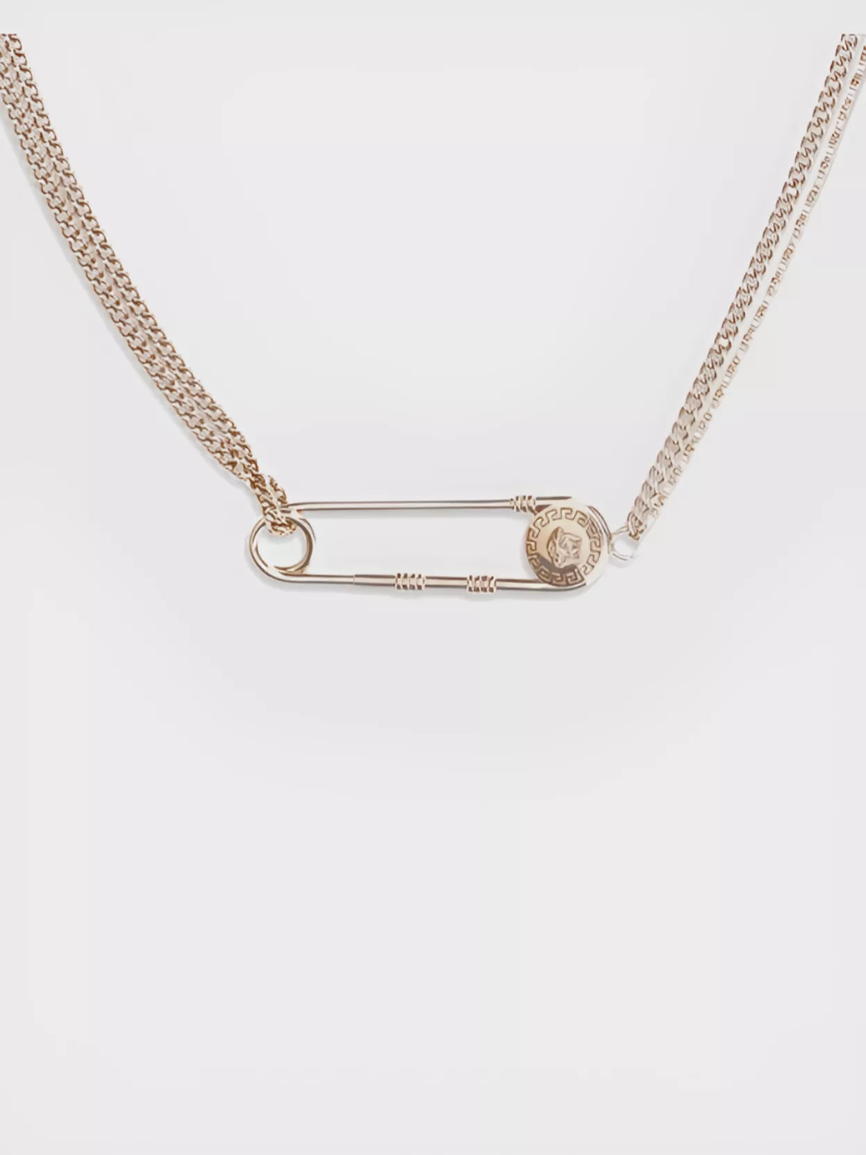 Versace Dual Chain Safety Pin Pendant Necklace