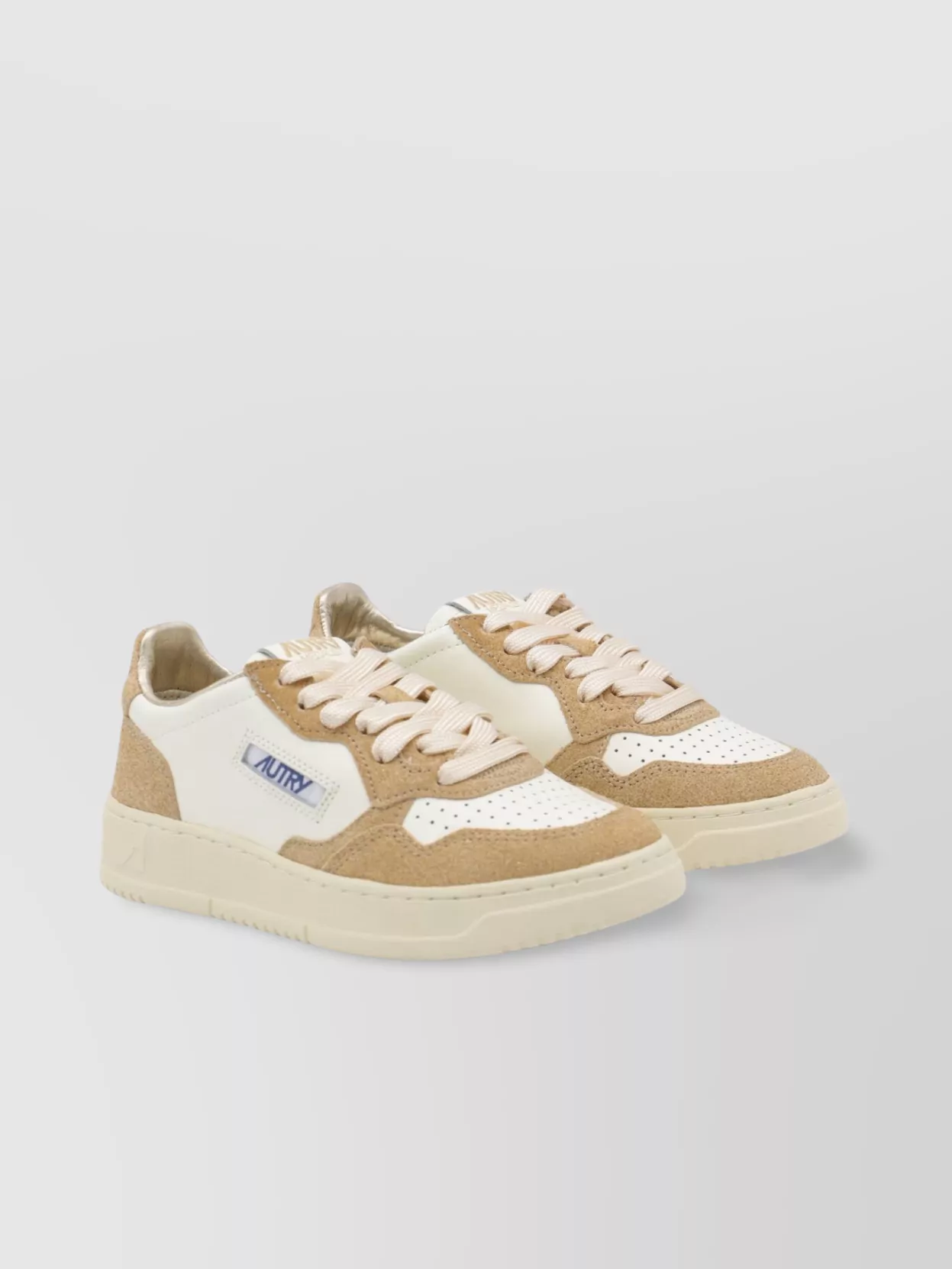 Autry Panelled Low Top Sneakers With Perforated Toe In Neutral