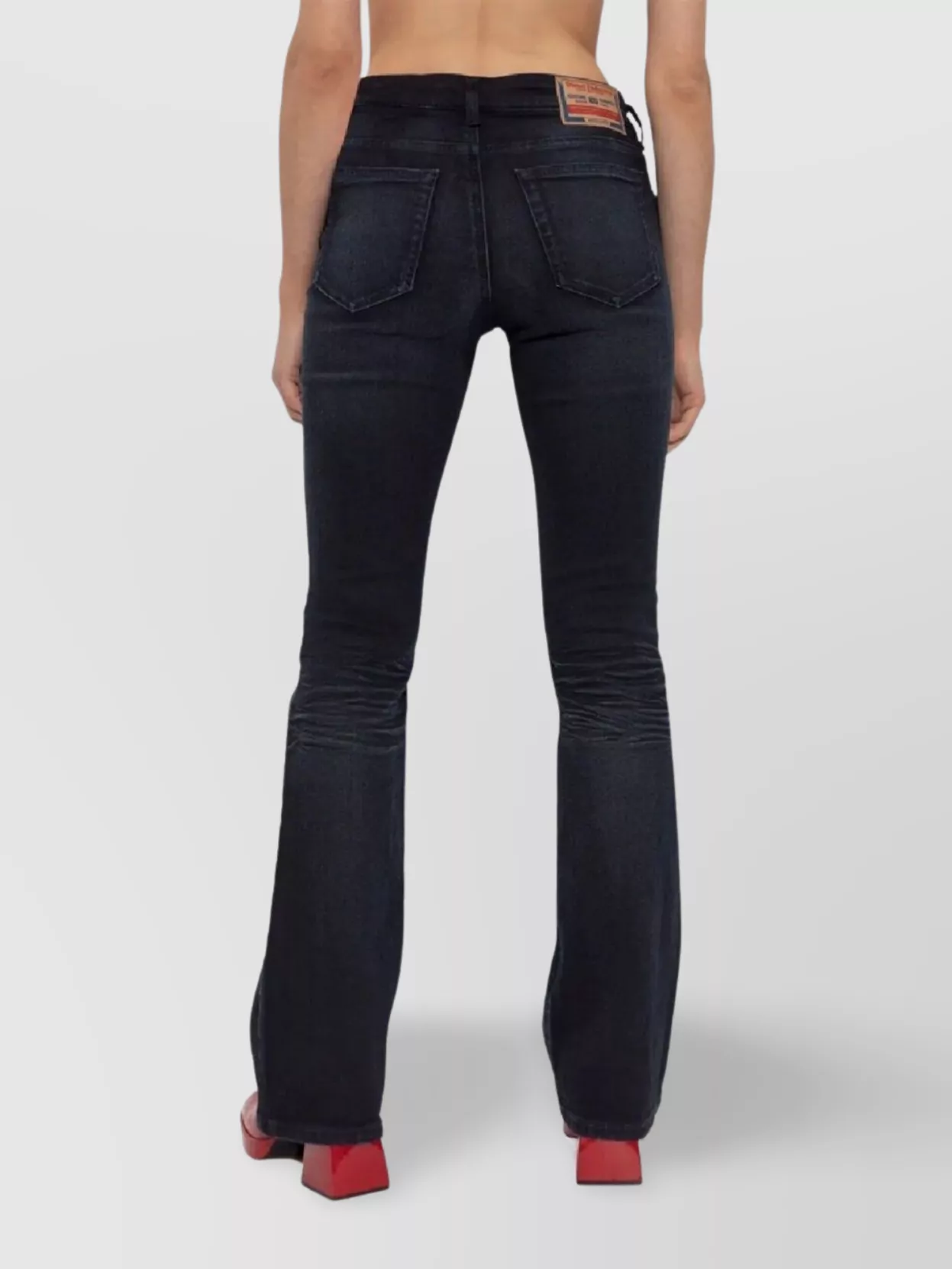 Diesel Flared Leg Trousers With Belt Loops And Five Pockets In Black