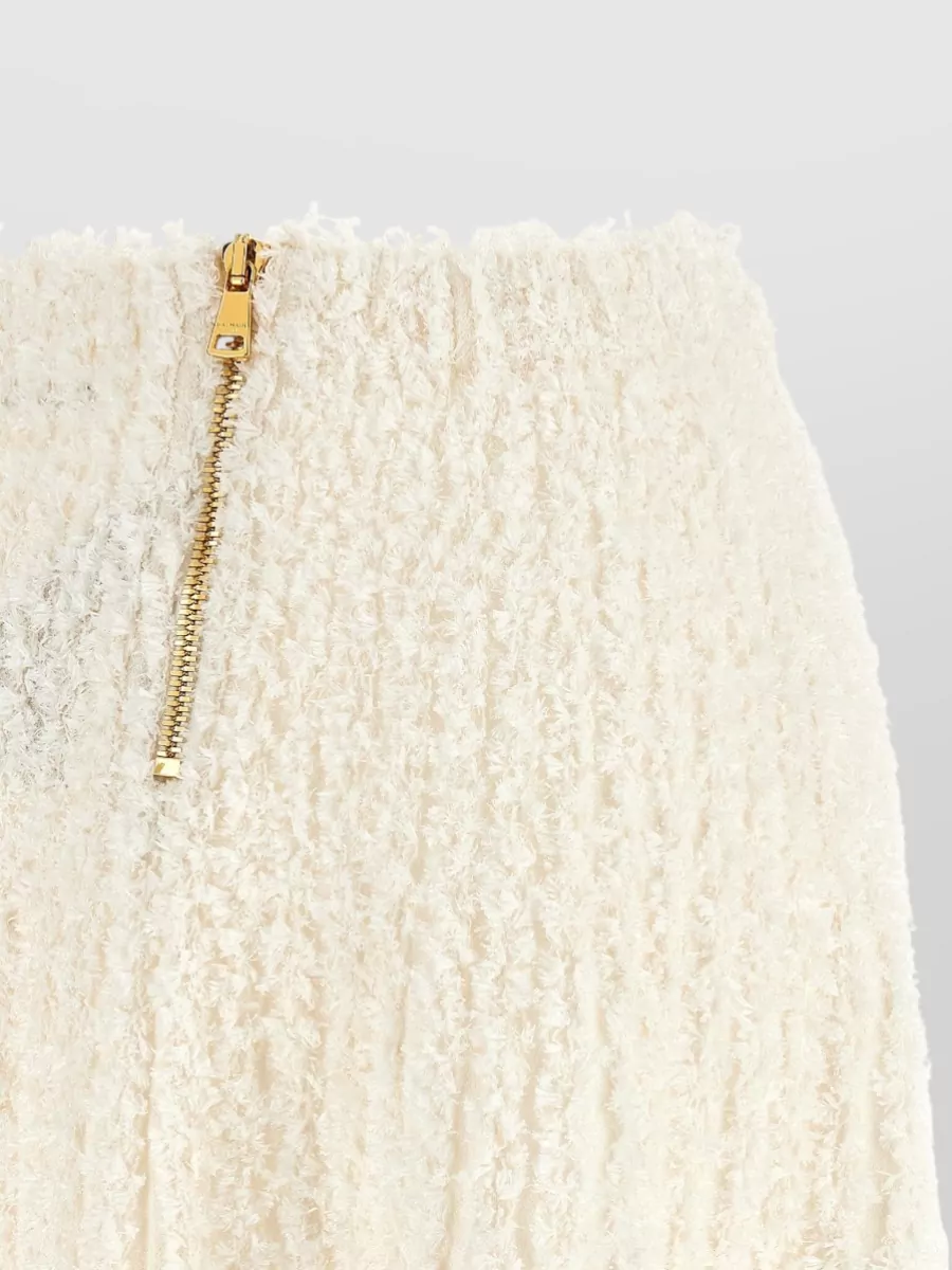 Balmain Pleated Tweed Mini Skirt