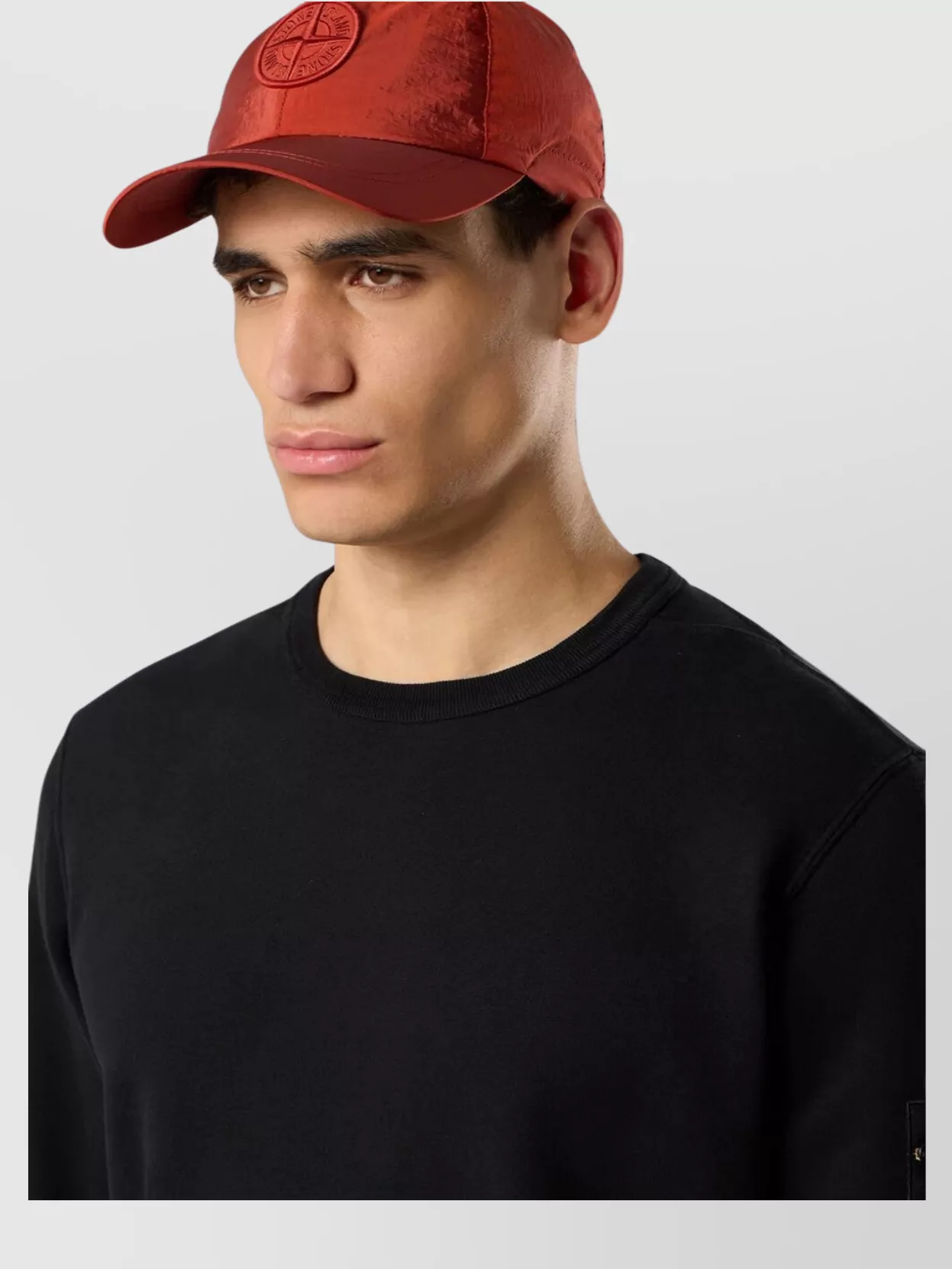 Stone Island Oversized Ribbed Hoodie With Drawstring In Black