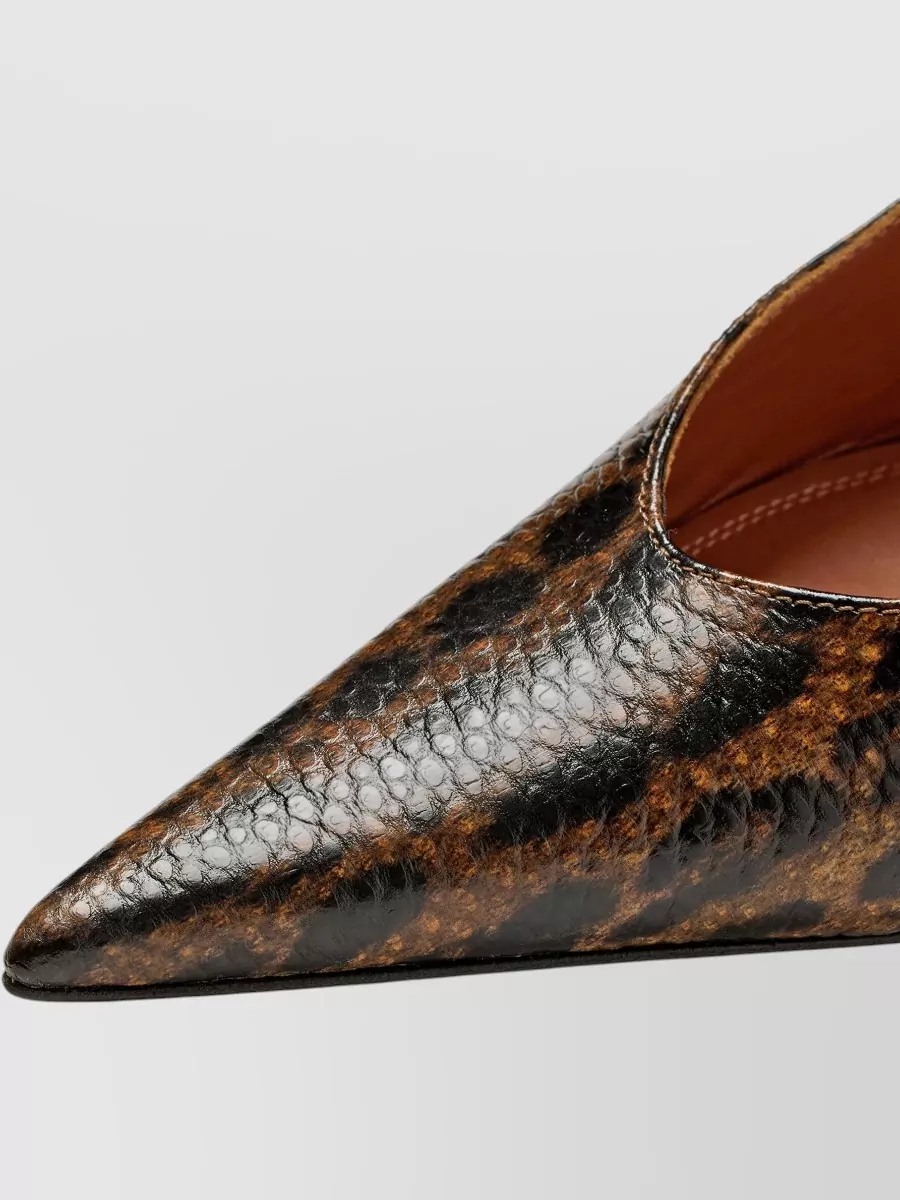 Amina Muaddi Snake-Print Slingback Pumps