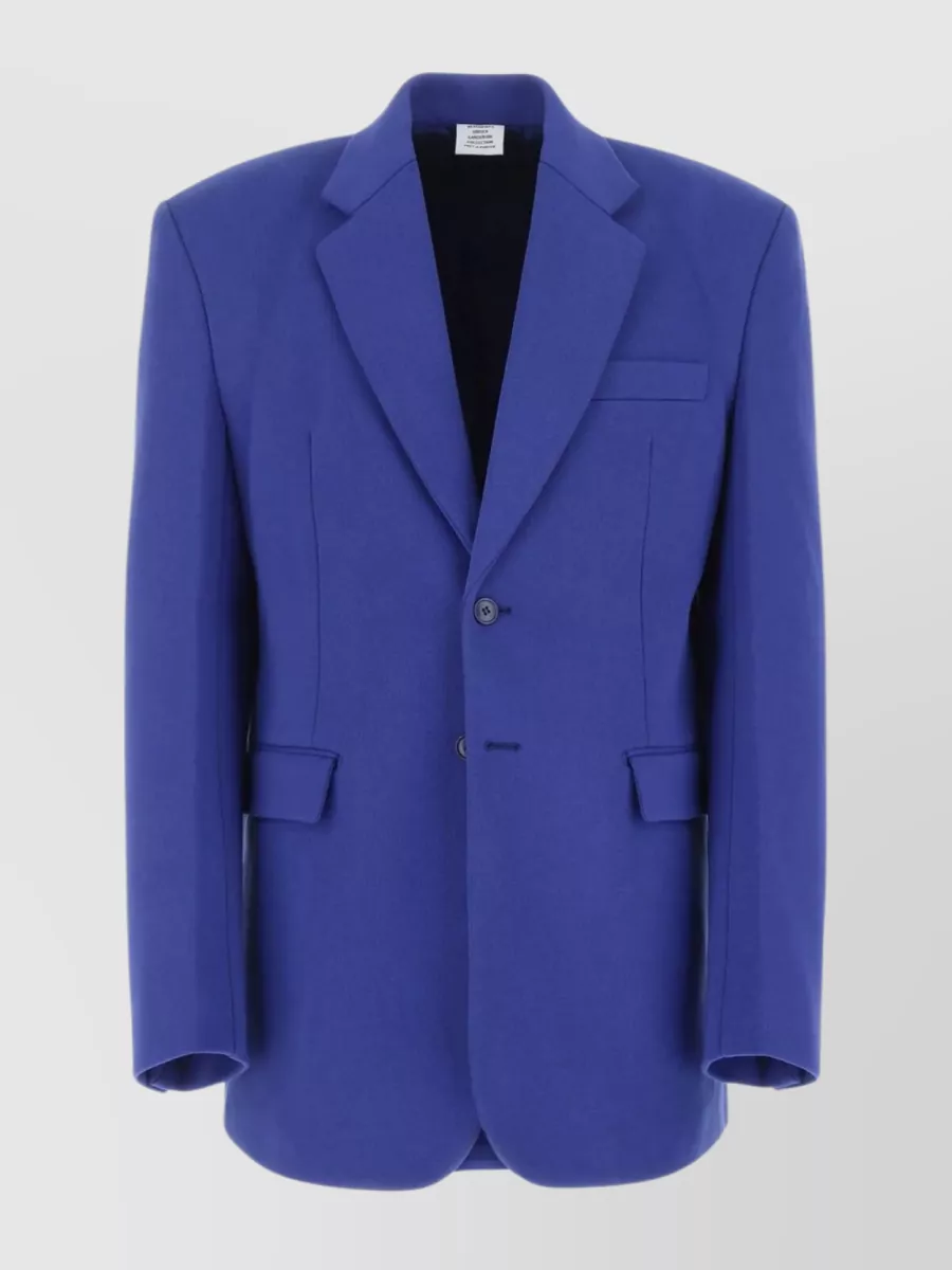 Shop Vetements Oversize Blazer With Back Slit And Flap Pockets In Purple