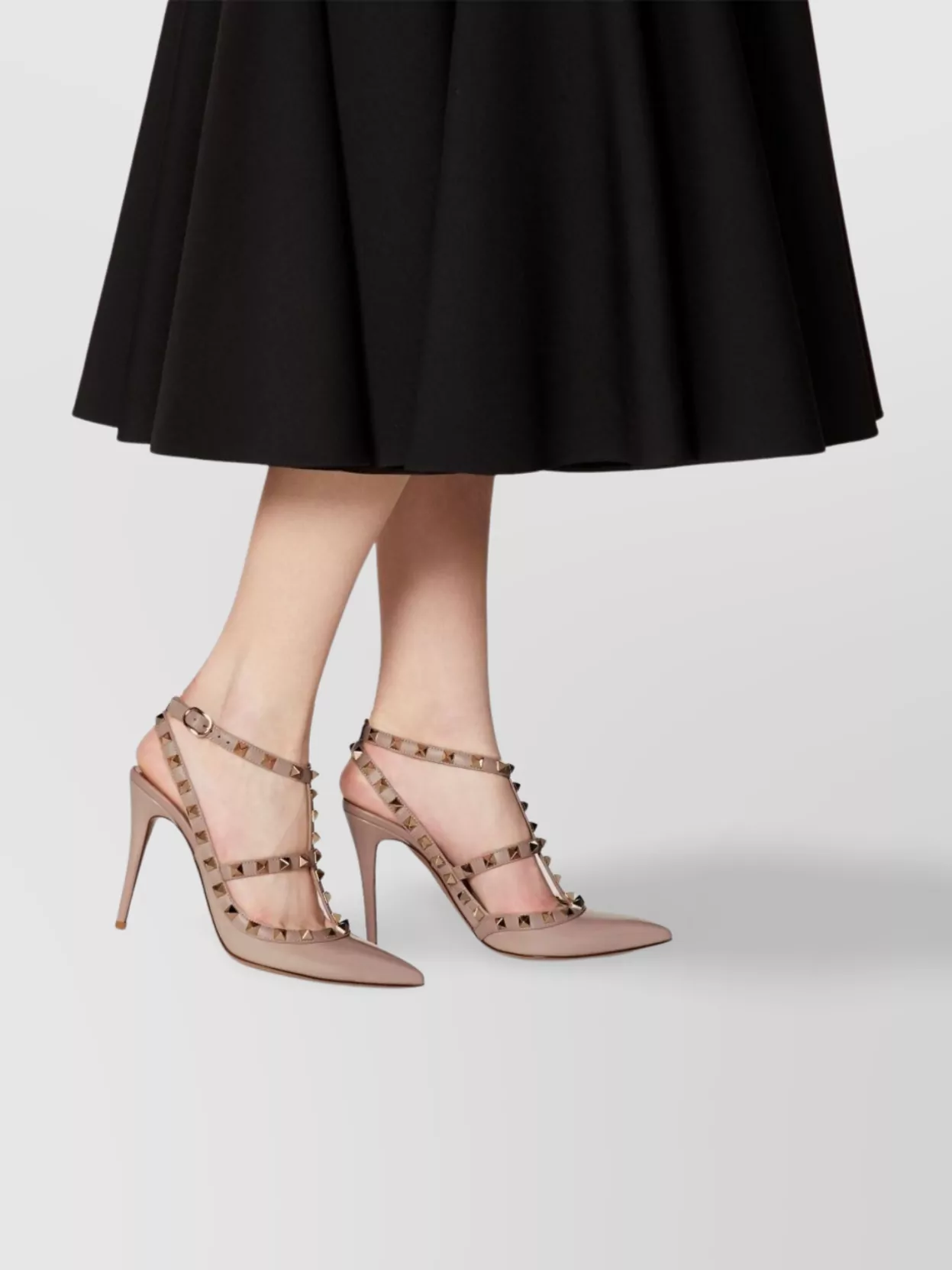 Valentino Pointed Toe Patent Pumps With Studded Detail In Multi