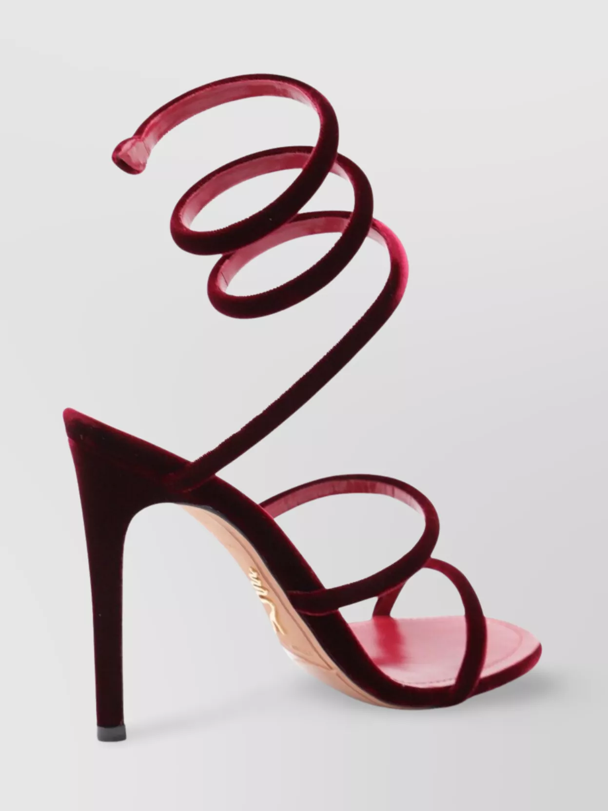 René Caovilla Velvet Spiral Strap Sandals