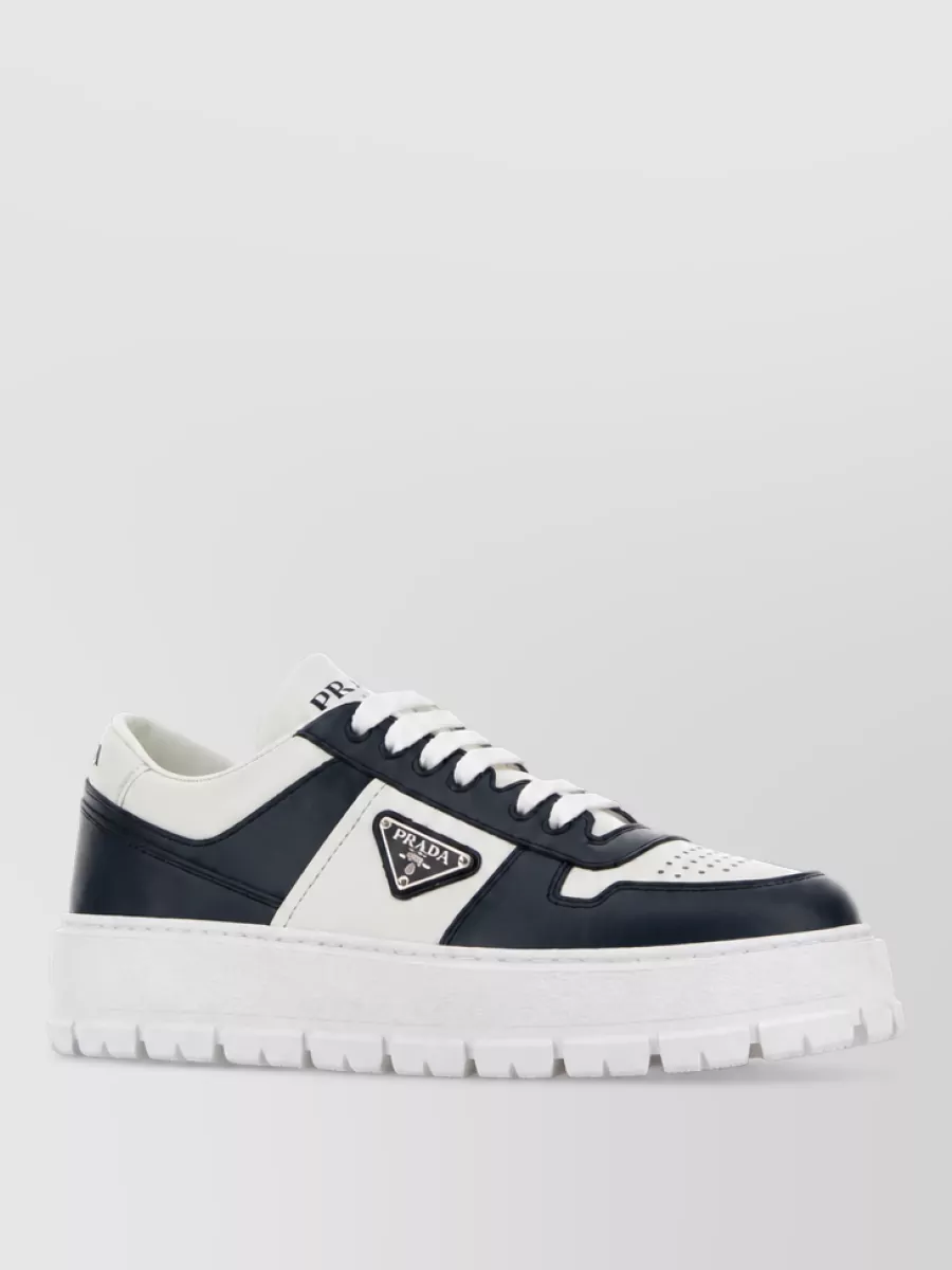 Prada leather lace-up sneakers