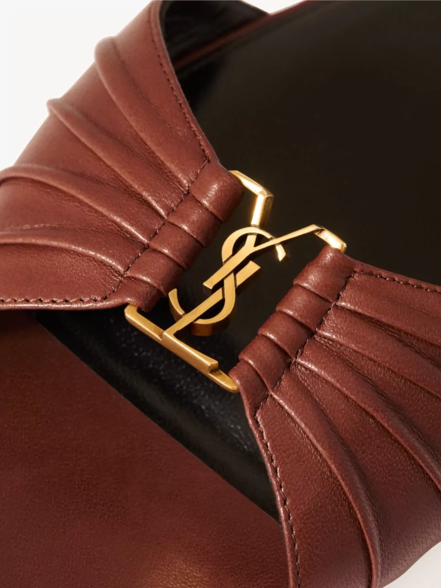Saint Laurent Leather Babylone Peep-Toe Mules