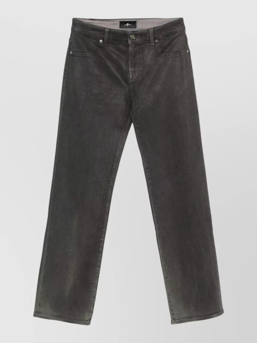 7 For All Mankind coated straight-leg mid-rise jeans