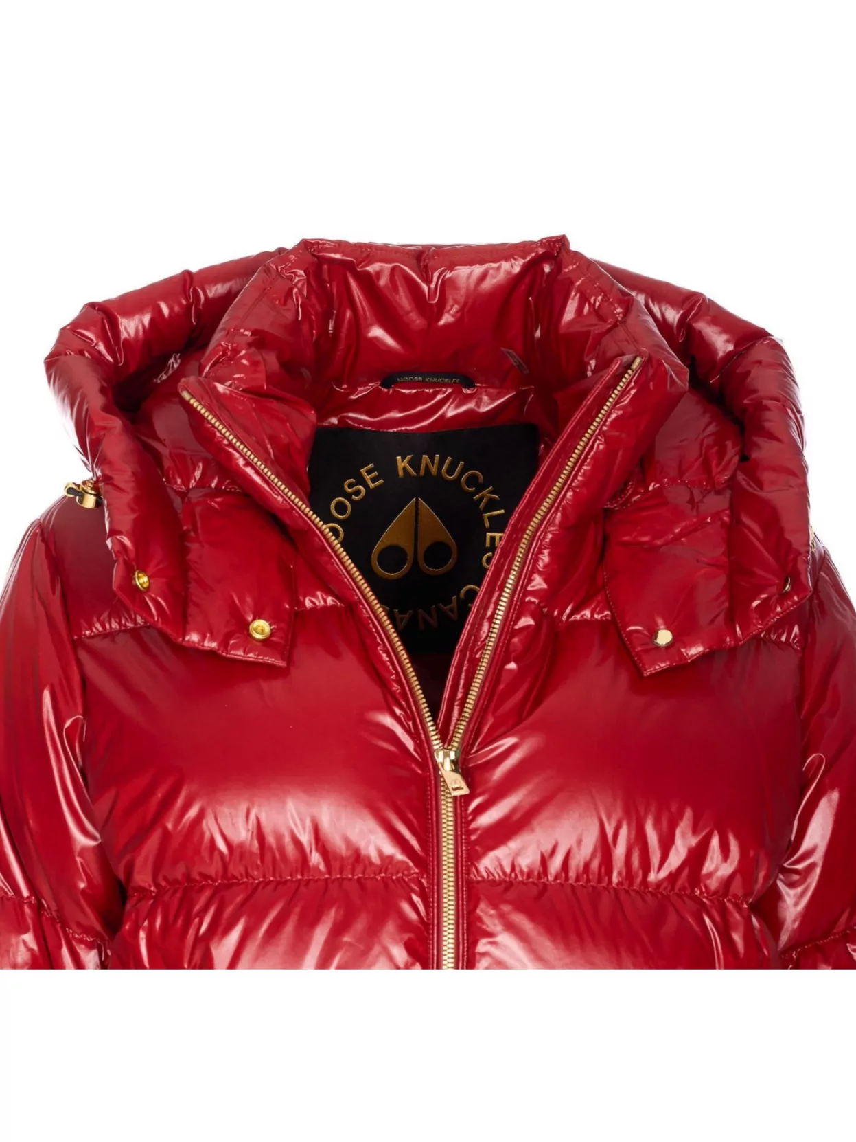 Moose Knuckles Quilted Hooded Jacket Zip Pockets In Red