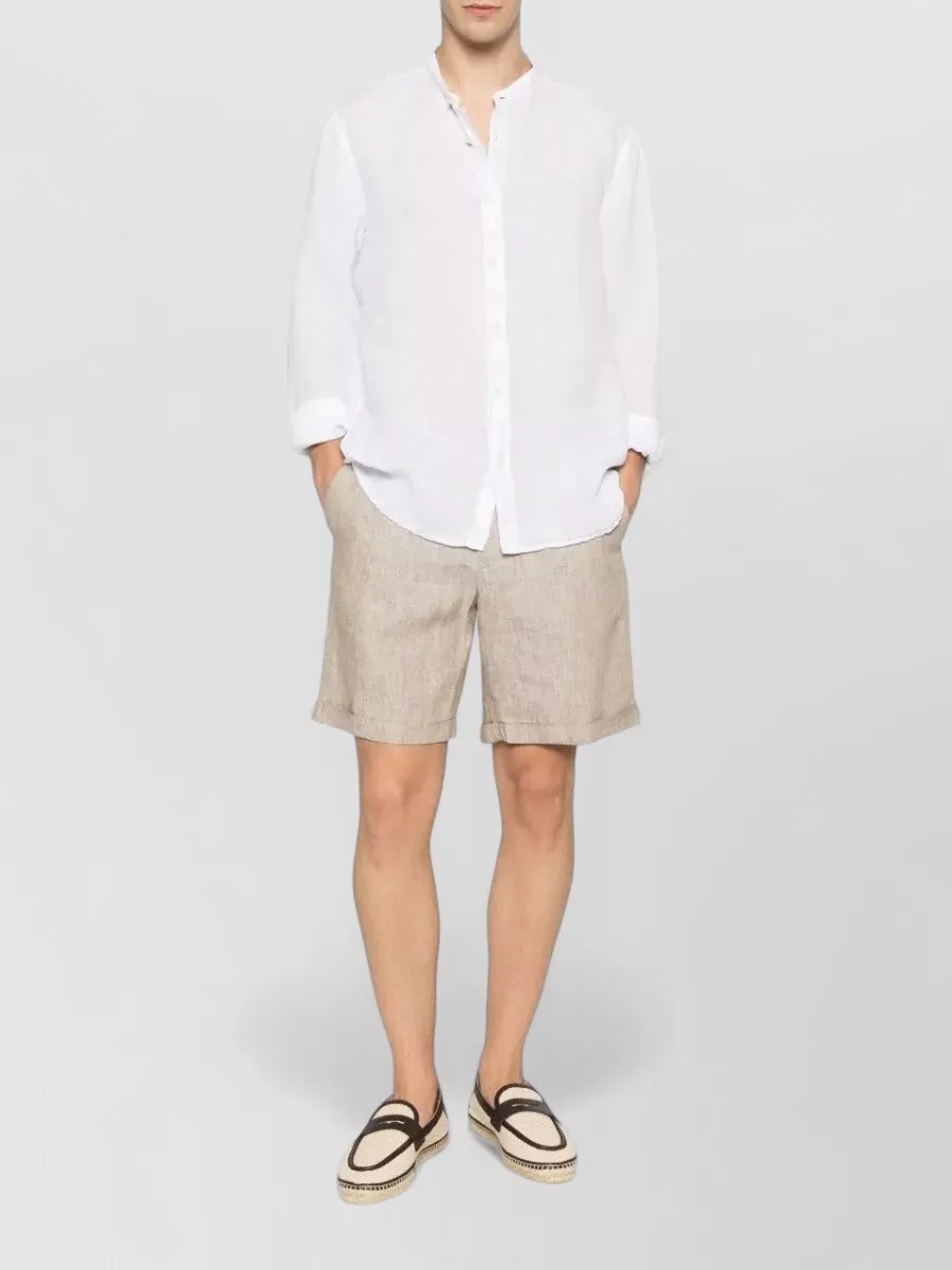 120% Lino Linen Slim-Fit Mandarin-Collar Shirt