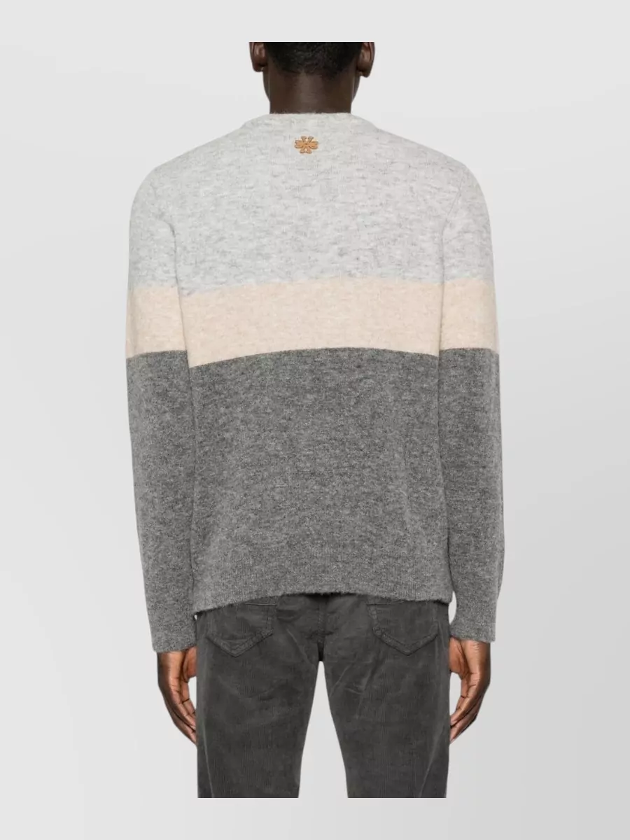Jacob Cohen Alpaca Wool Intarsia Logo-Embroidered Striped Crew-Neck Jumper