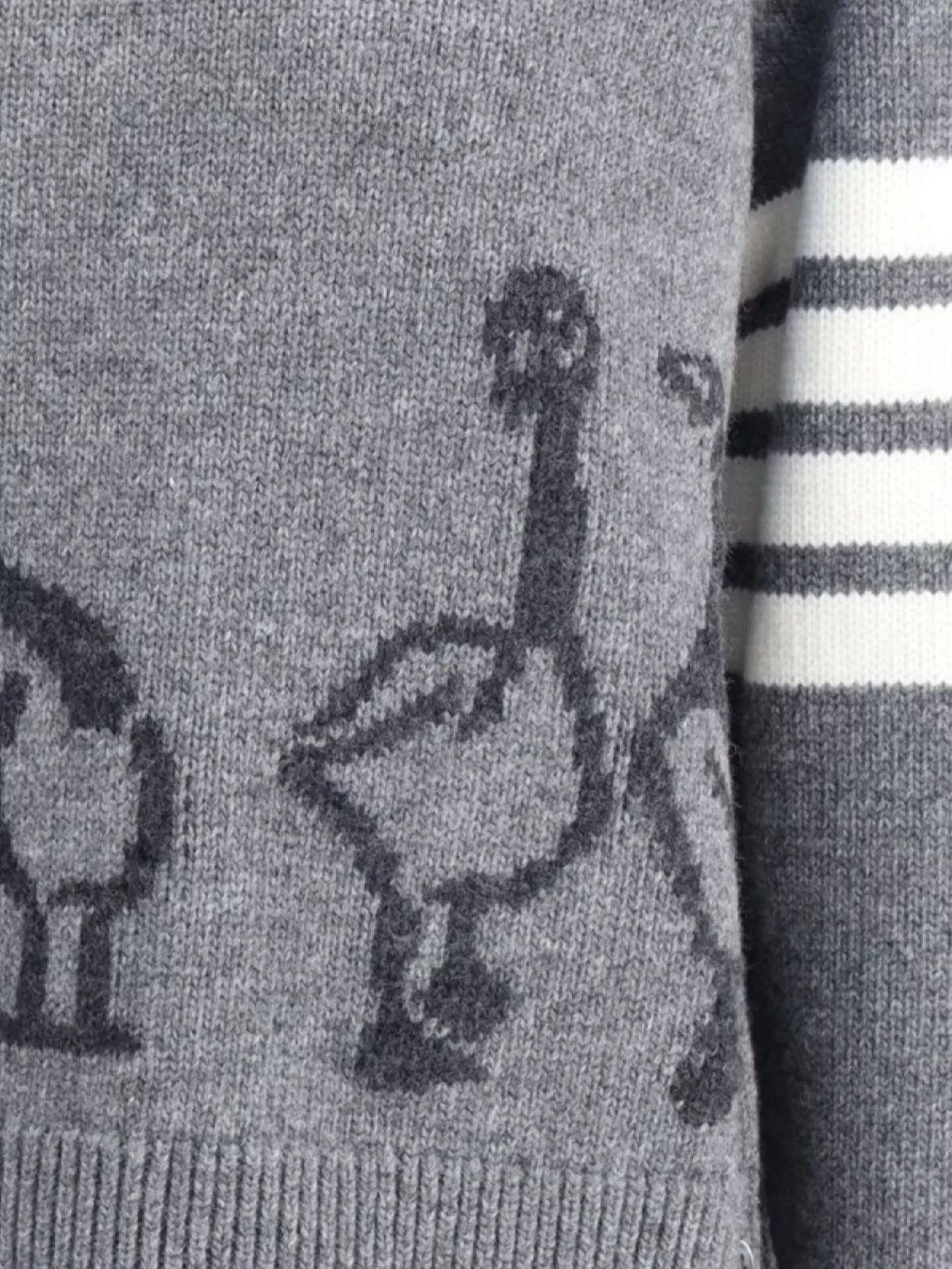 Thom Browne Geese Graphic Wool Sweater With Asymmetric Hem