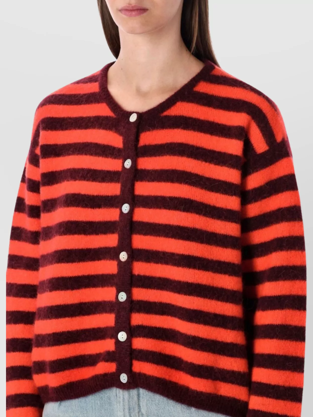American Vintage Striped Knit Cardigan Long Sleeves