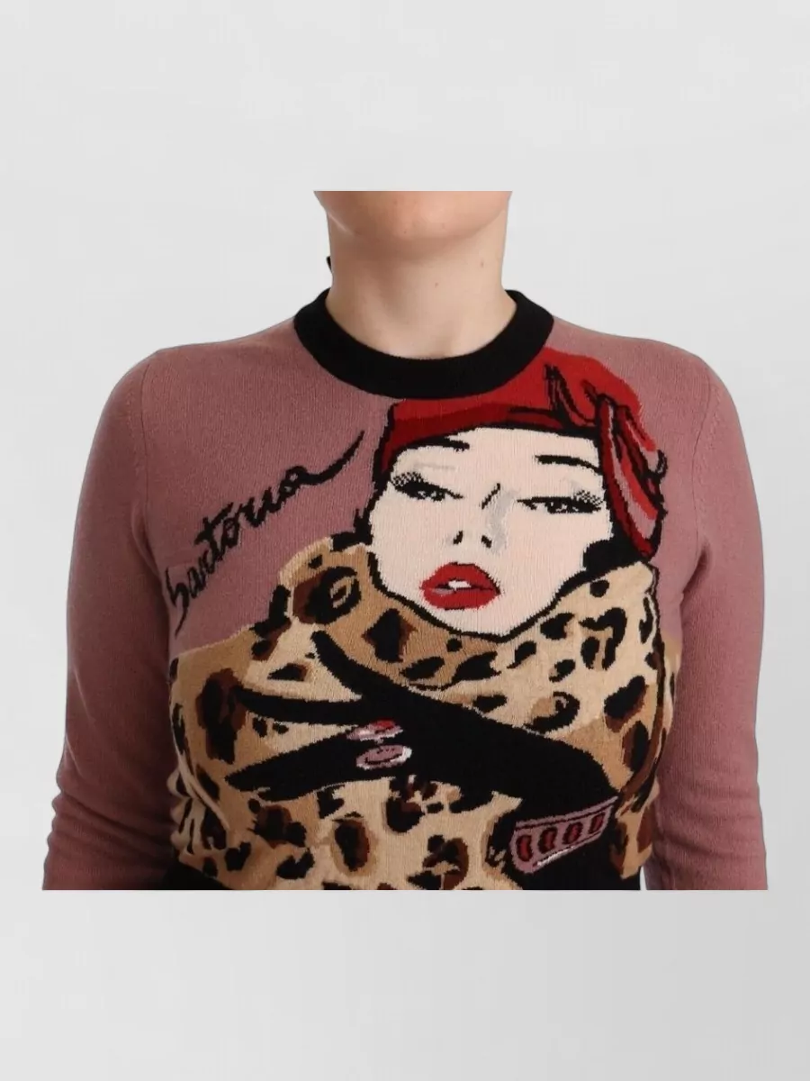 Dolce&Gabbana Cashmere Leopard-Print Crewneck Sweater