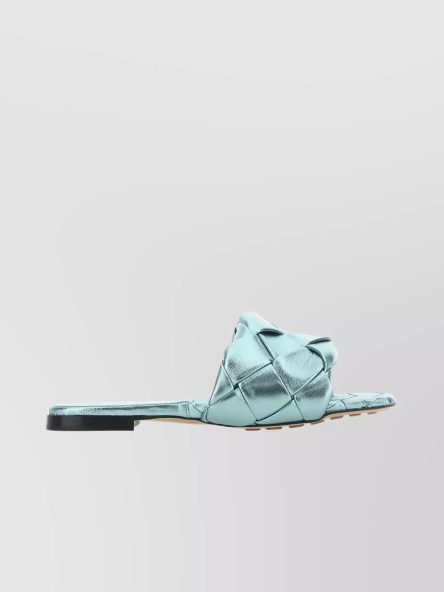 Shop Bottega Veneta Nappa Leather Sandals With Squared Toe And Braided Straps In Metallic
