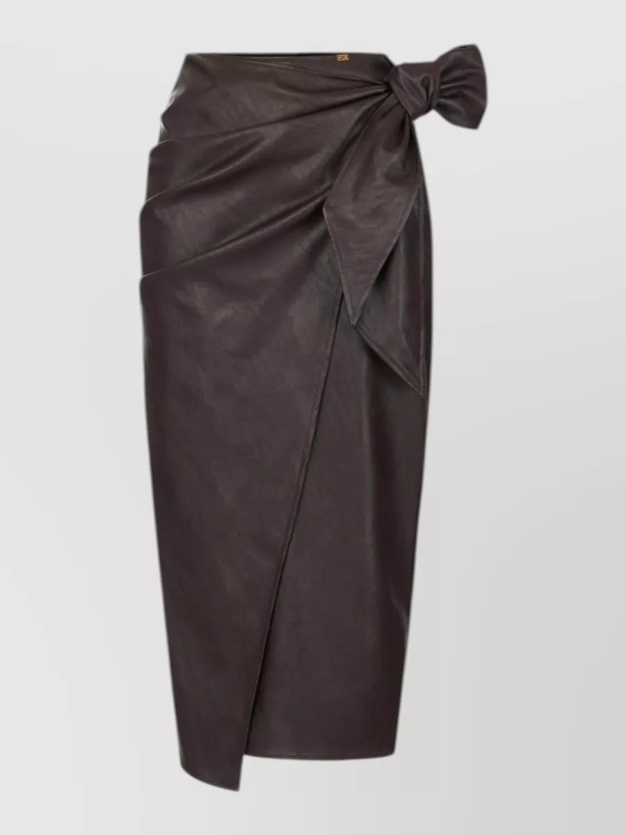Elisabetta Franchi faux leather midi wrap skirt