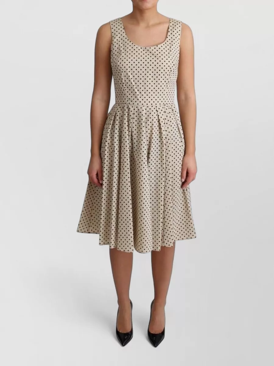 Dolce&Gabbana cotton polka-dot sleeveless pleated midi dress