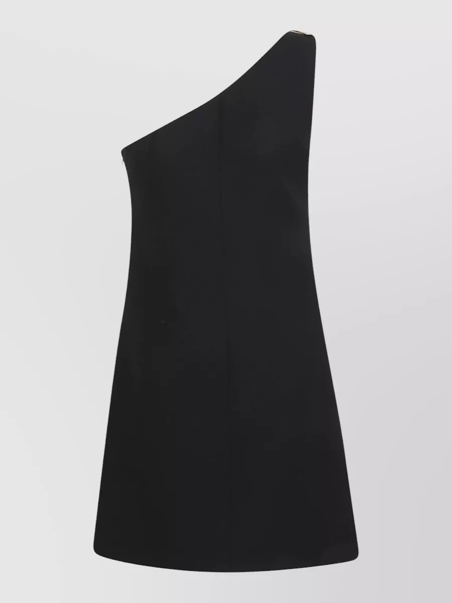Valentino Crepe Couture Mini Dress One Shoulder Bow In Black