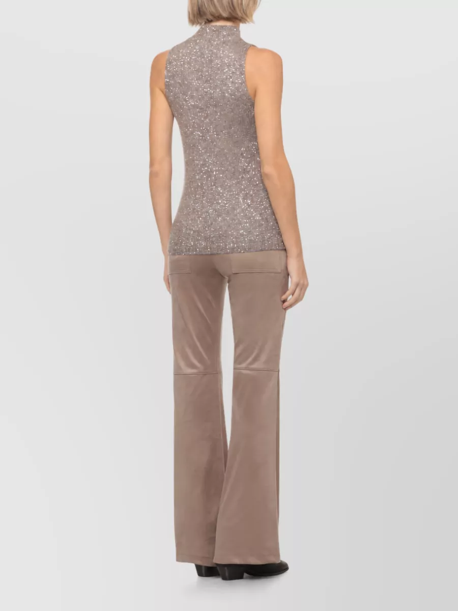 D.exterior Sequined Sleeveless High-Neck Knitted Top