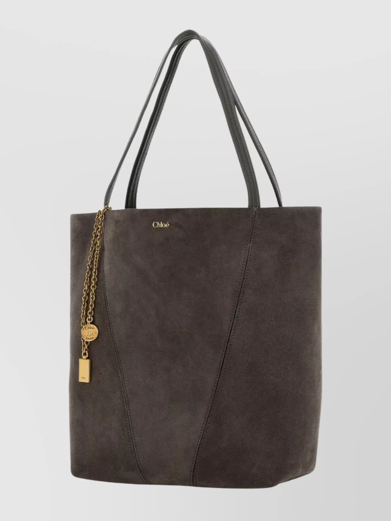 Chloé Suede Spin Shopping Bag With Chain Embellishment