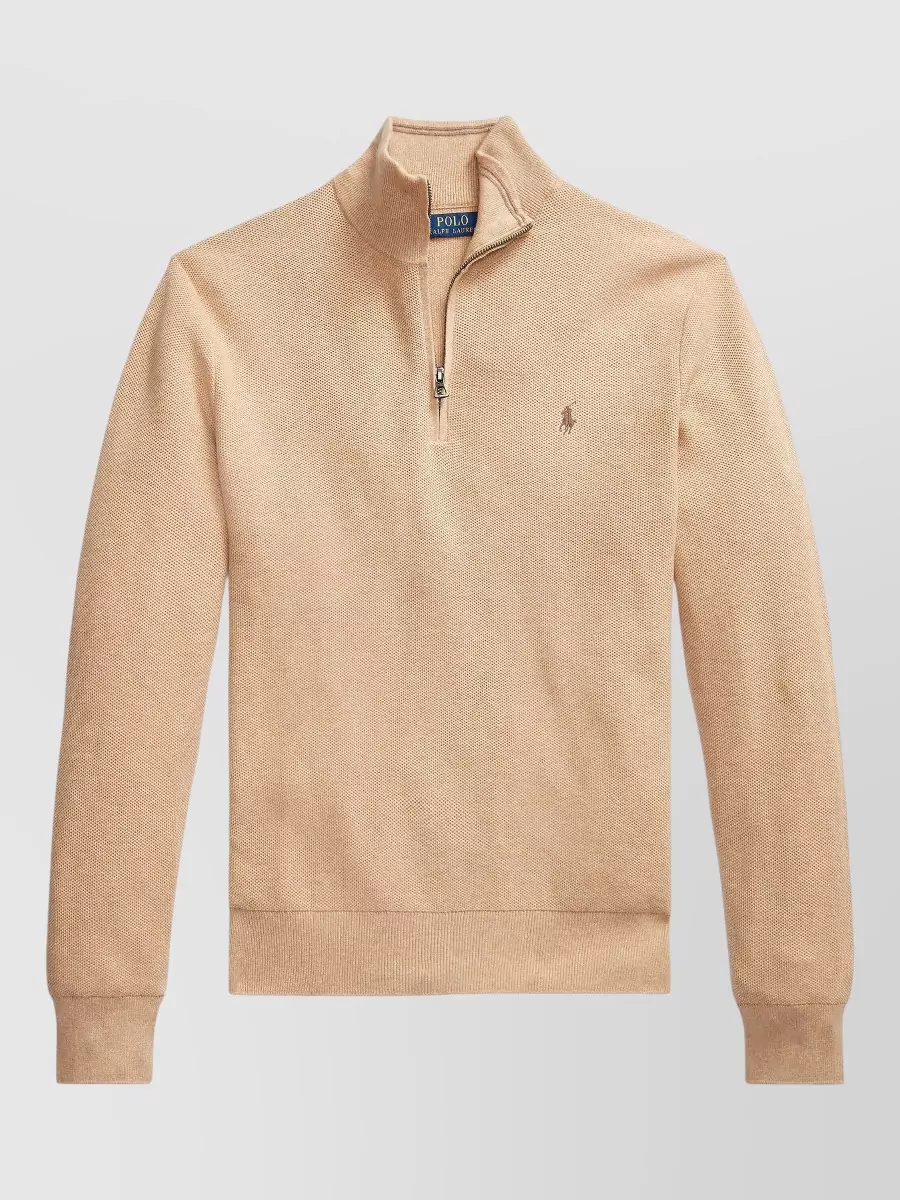 Polo Ralph Lauren cotton mockneck quarter-zip long-sleeve t-shirt