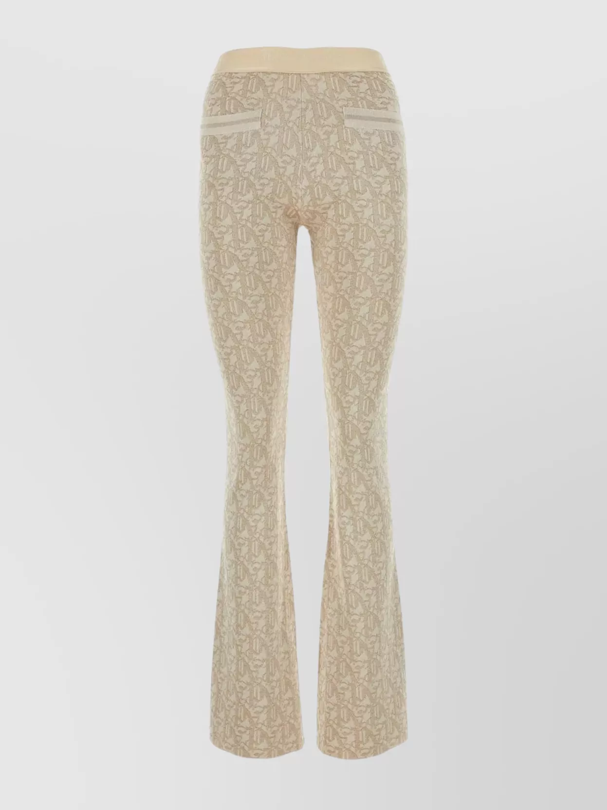 Shop Palm Angels Monogrammed Flared Trousers With Ribbed Texture