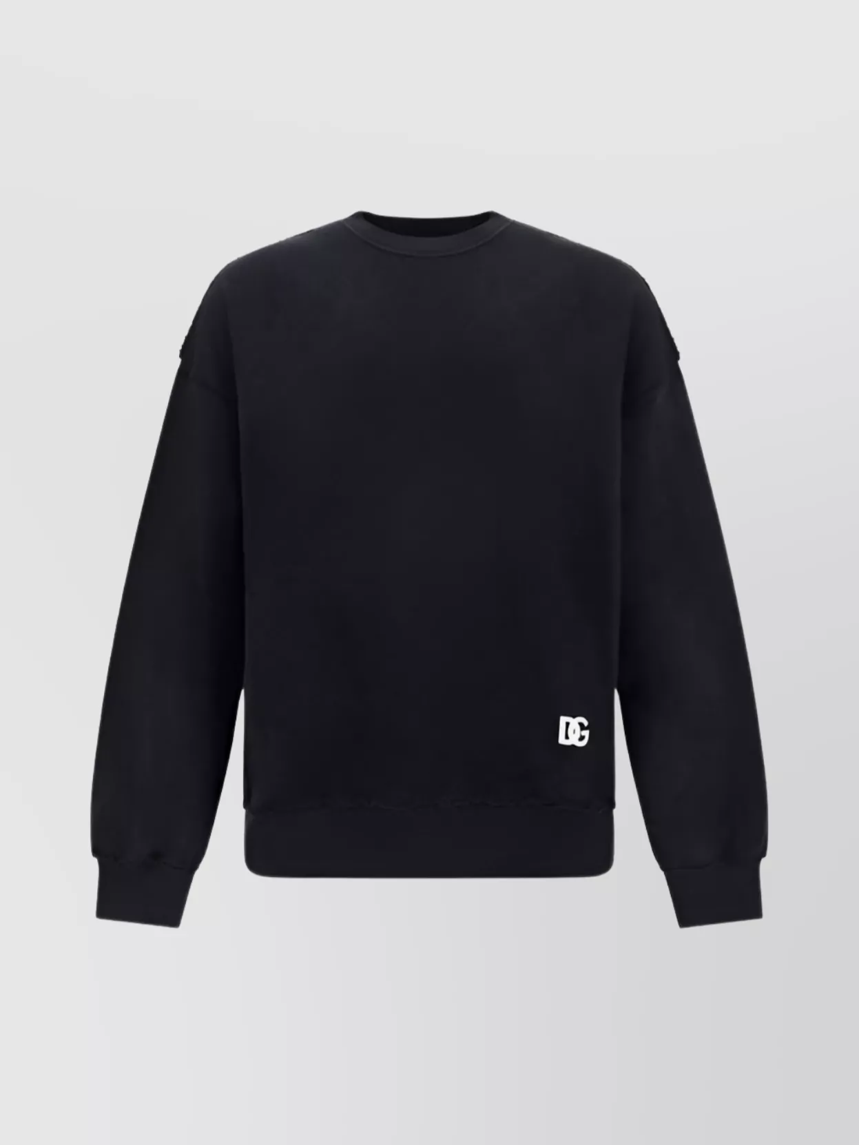 Shop Dolce & Gabbana Back Applique Cotton Sweatshirt Graphic Monochrome