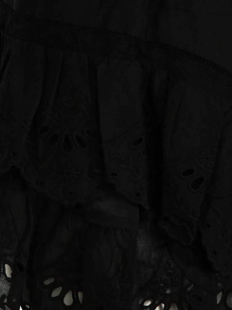 Isabel Marant Etoile Layered Skirt Knee Midi Length Eyelet Ruffle