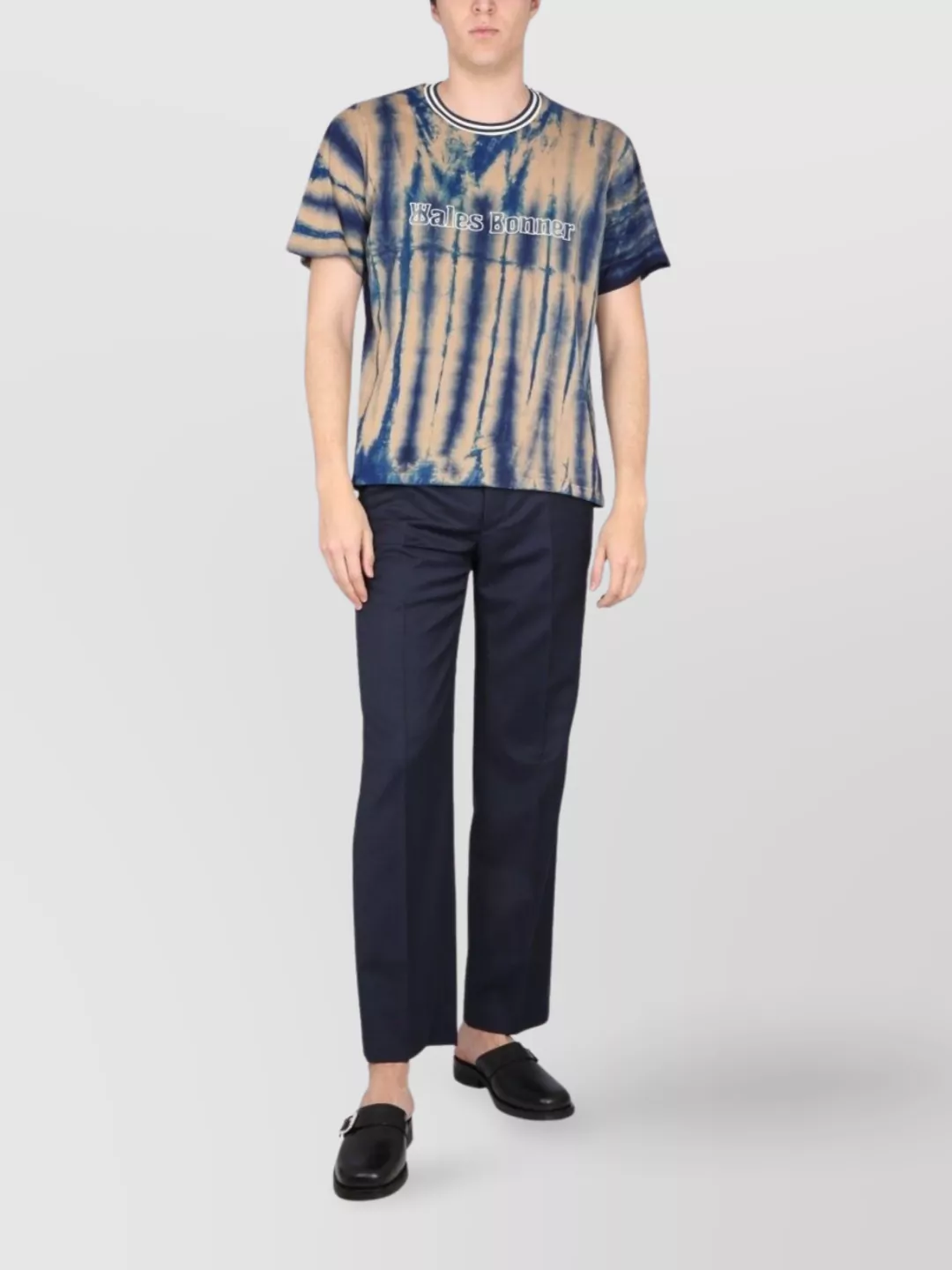 Wales Bonner Tie-Dye Logo Print T-Shirt With Ribbed Neckline