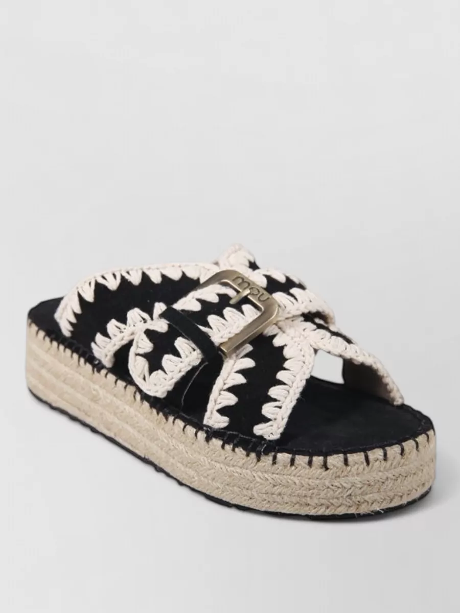 Mou leather braided platform sandals